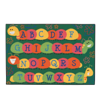 Carpets for Kids Caterpillar Friends Alphabet Rectangle Classroom Rug, Green