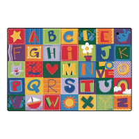 Carpets for Kids Toddler Alphabet Blocks 8' x 12' Rectangle Classroom Rug, Primary