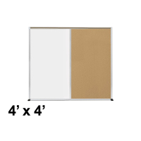 Best-Rite Style-E 4 x 4 Tackboard and Porcelain Magnetic Combination Whiteboard (Shown in Natural Cork)