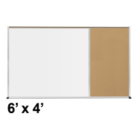 Best-Rite Style-E 6 x 4 Tackboard and Porcelain Magnetic Combination Whiteboard (Shown in Natural Cork)