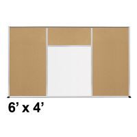 Best-Rite Style-H 6 x 4 Tackboard and Porcelain Magnetic Combination Whiteboard (Shown in Natural Cork)