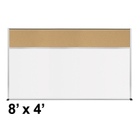 Best-Rite Style-C 8 x 4 Tackboard and Porcelain Magnetic Combination Whiteboard (Shown in Natural Cork)