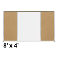 Best-Rite Style-F 8 x 4 Tackboard and Porcelain Magnetic Combination Whiteboard (Shown in Natural Cork)