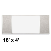 Best-Rite Style-F 16 x 4 Combo-Rite Tackboard and Porcelain Magnetic Combination Whiteboard (Shown in Sterling)