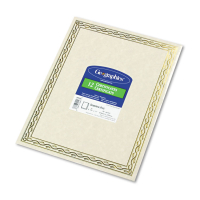 Geographics 8-1/2" x 11", 24lb, 12-Sheets, Gold Serpentine Border Foil Stamped Award Certificates