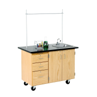 Diversified Woodcrafts 48" W Mobile Science Teacher Desk, Stainless Steel Sink