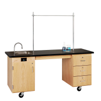 Diversified Woodcrafts ADA 72" W Science Demo Mobile Lab Table with Sink & Storage
