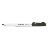 Universal Pen Dry Erase Marker, Fine Tip, Black, 12-Pack