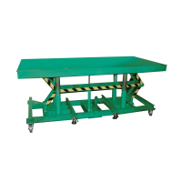 Lexco Long Deck 5000 lb Load 5 ft to 10 ft Hydraulic Manual Lift Tables with Load Stabilizer