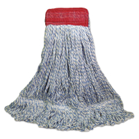 Boardwalk Large Looped-End Mop Head, White/Blue, Pack of 12