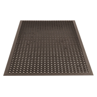 NoTrax Sanitop 3' x 5' Rubber Drainage Anti-Fatigue Floor Mat, Black