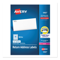 Avery 1-3/4" x 1/2" Return Address Labels, White, 20000/Box