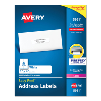 Avery 4" x 1" Easy Peel Laser Address Labels, White, 5000/Box