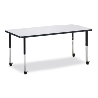 Jonti-Craft Berries 72" x 30" Mobile Rectangle Classroom Activity Table (Shown in Grey with Black)