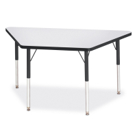 Jonti-Craft Berries 48" W x 24" D Trapezoid-Shaped Classroom Activity Table (Shown in Grey/Black)