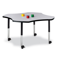 Jonti-Craft Berries 48" D Four-Leaf-Shaped Mobile Classroom Activity Table (Shown in Grey/Black)