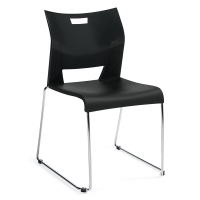 Global Duet Polypropylene Stacking Chair, Armless (Shown in Black)