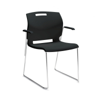 Global Popcorn Polypropylene Plastic Guest Stacking Chair (Shown in Black)