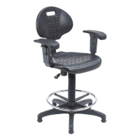 NPS Polyurethane Low-Back Work Stool with Arms, Footring