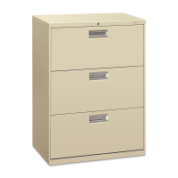 HON Brigade 673LL 3-Drawer 30" Wide Lateral File Cabinet, Letter & Legal Size, Putty