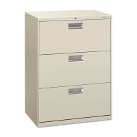 HON Brigade 673LQ 3-Drawer 30" Wide Lateral File Cabinet, Letter & Legal Size, Light Gray