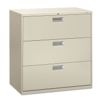 HON Brigade 693LQ 3-Drawer 42" Wide Lateral File Cabinet, Letter & Legal Size, Light Gray