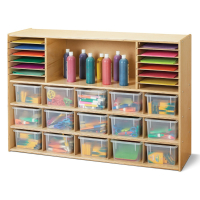 Jonti-Craft Young Time 15-Section Cubby Storage Unit with Clear Bins