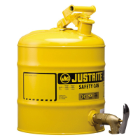 Justrite 7150250 Type I 5 Gallon Shelf Dispensing Safety Can, Yellow