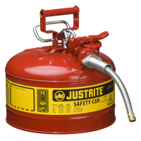 Justrite Type II AccuFlow 2.5 Gallon 5/8" Hose Steel Safety Can (Shown in Red)
