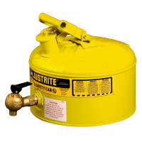 Justrite 7225240 Type I 2.5 Gallon Shelf Dispensing Safety Can, Yellow