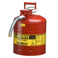 Justrite Type II AccuFlow 5 Gallon 5/8" Hose Steel Safety Can (Shown in Red)