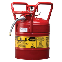 Justrite 7350110 Type II AccuFlow DOT 5 Gallon Steel Safety Can, 5/8" Hose, Red