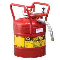 Justrite 7350130 Type II AccuFlow DOT 5 Gallon Steel Safety Can, 1" Hose, Red