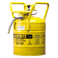 Justrite 7350210 Type II AccuFlow DOT 5 Gallon Steel Safety Can, 5/8" Hose, Yellow