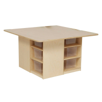 Wood Designs Classroom 12-Cubby Table and Storage Unit with Clear Trays, 20" H x 36" W x 36" D