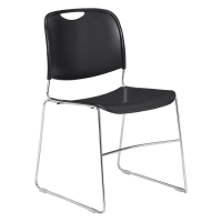 NPS Ultra-Compact Easy Clean Polypropylene Plastic Guest Stacking Chair (Shown in Black)