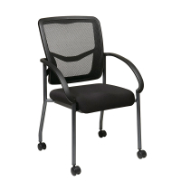 Office Star ProGrid Mesh-Back Fabric Mid-Back Guest Chair, Casters