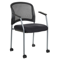 Office Star Pro-Line II ProGrid Mobile Mesh-Back Fabric Stacking Guest Chair