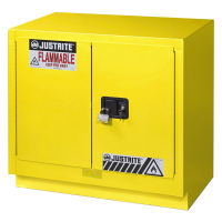 Justrite Fume Hood Flammable Storage Cabinets (Shown in Yellow, Padlock Not Included)