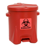 Eagle 6 Gallon Polyethylene Biohazard Waste Safety Can with Foot Lever, Red