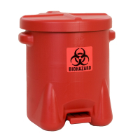 Eagle 14 Gallon Polyethylene Biohazard Waste Safety Can with Foot Lever, Red