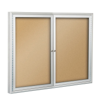 Best-Rite Outdoor 2 Door 4 x 3 Silver Enclosed Bulletin Board Cabinet (Shown in Natural Cork)