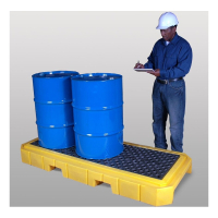 Ultratech P3 Plus 83" W x 34.5" L Spill Containment 3-Drum Deck Pallet with Drain, 66 Gallons
