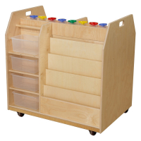 Wood Designs Childrens Classroom Mobile Art Multi-Storage Trolley with Clear Trays