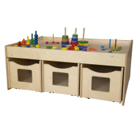 Wood Designs Classroom Activity and Learning Table with Rolling Storage Bins, 34" H x 44" W x 18" D