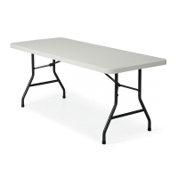 Global Lite Lift II 72" W x 30" Plastic Folding Table, Oyster Grey