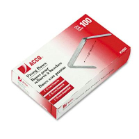 Acco 2" Length 2" Base Prong Paper File Fasteners, 100/Box