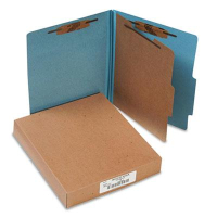 Acco 4-Section Letter Pressboard 25-Point Classification Folders, Sky Blue, 10/Box