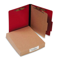 Acco 4-Section Letter Presstex 20-Point Classification Folders, Executive Red, 10/Box