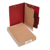 Acco 4-Section Legal Pressboard 25-Point Classification Folders, Earth Red, 10/Box